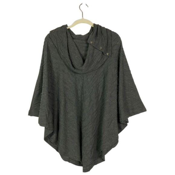 NWT Apropos Charcoal Gray Textured Women's Poncho Sweater Size L Polyester/Rayon - Picture 2 of 13